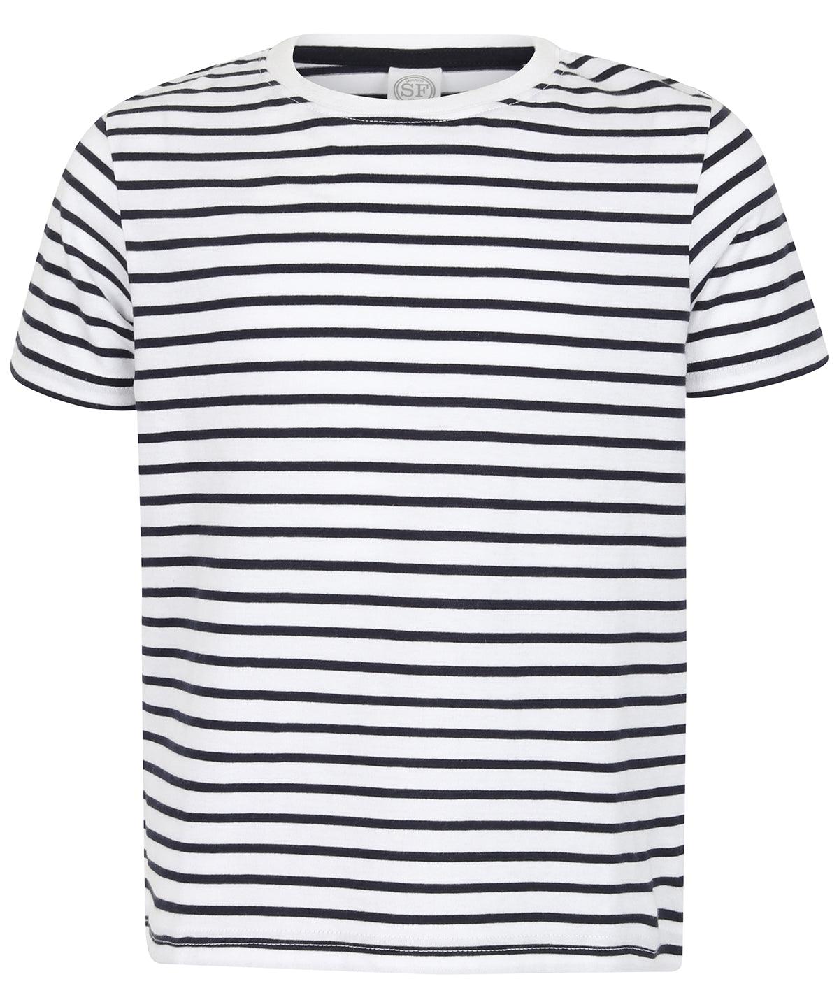 White/Oxford Navy - Kids striped T T-Shirts SF Minni Junior, Rebrandable, T-Shirts & Vests Schoolwear Centres