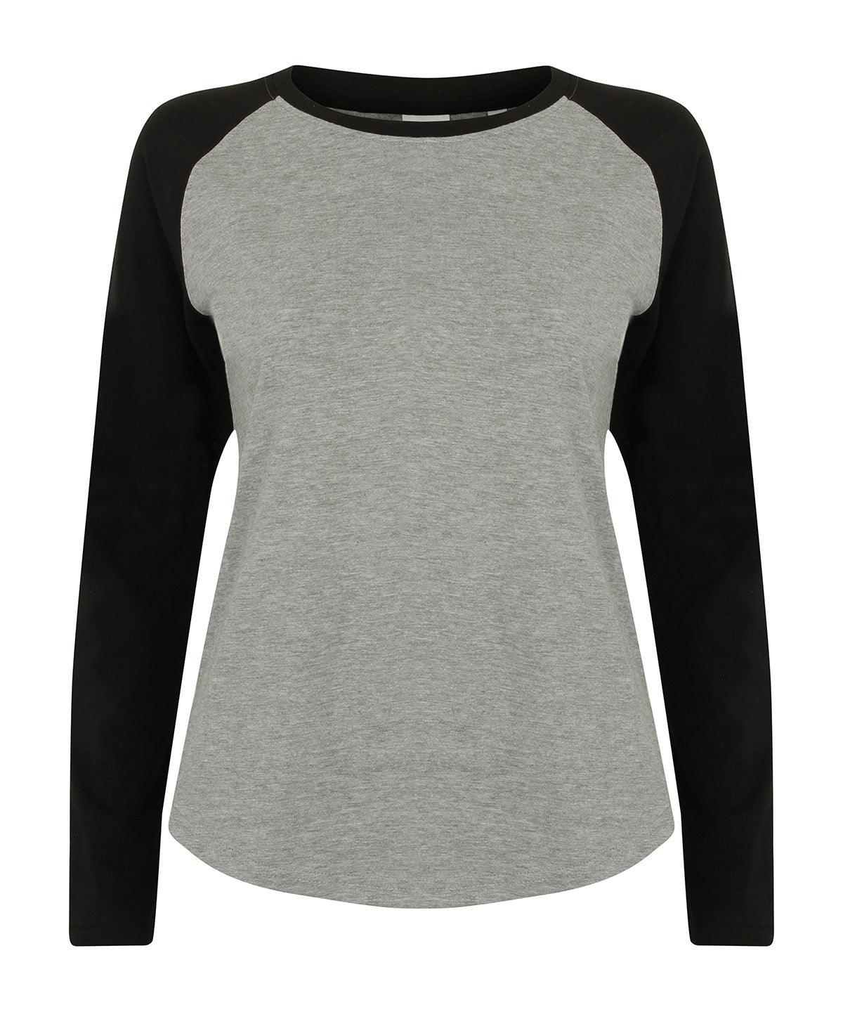 Heather Grey/Black - Kids long sleeve baseball T T-Shirts SF Minni Junior, Raladeal - Recently Added, Rebrandable, T-Shirts & Vests Schoolwear Centres