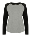 Heather Grey/Black - Kids long sleeve baseball T T-Shirts SF Minni Junior, Raladeal - Recently Added, Rebrandable, T-Shirts & Vests Schoolwear Centres