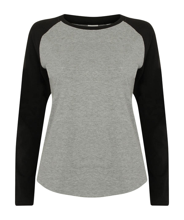 Heather Grey/Black - Kids long sleeve baseball T T-Shirts SF Minni Junior, Raladeal - Recently Added, Rebrandable, T-Shirts & Vests Schoolwear Centres