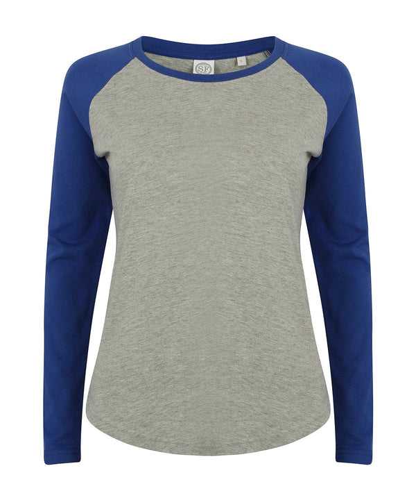 Heather Grey/Royal - Kids long sleeve baseball T T-Shirts SF Minni Junior, Raladeal - Recently Added, Rebrandable, T-Shirts & Vests Schoolwear Centres