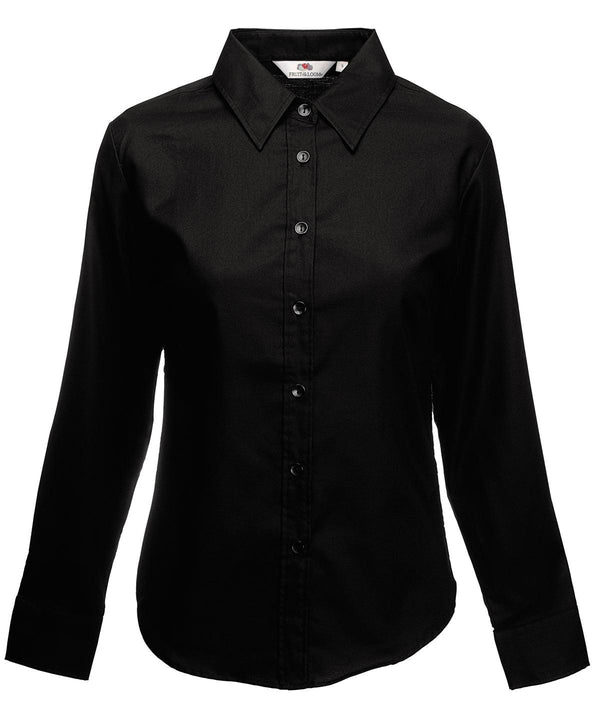 Black - Women's Oxford long sleeve shirt Shirts Fruit of the Loom Shirts & Blouses, Workwear Schoolwear Centres