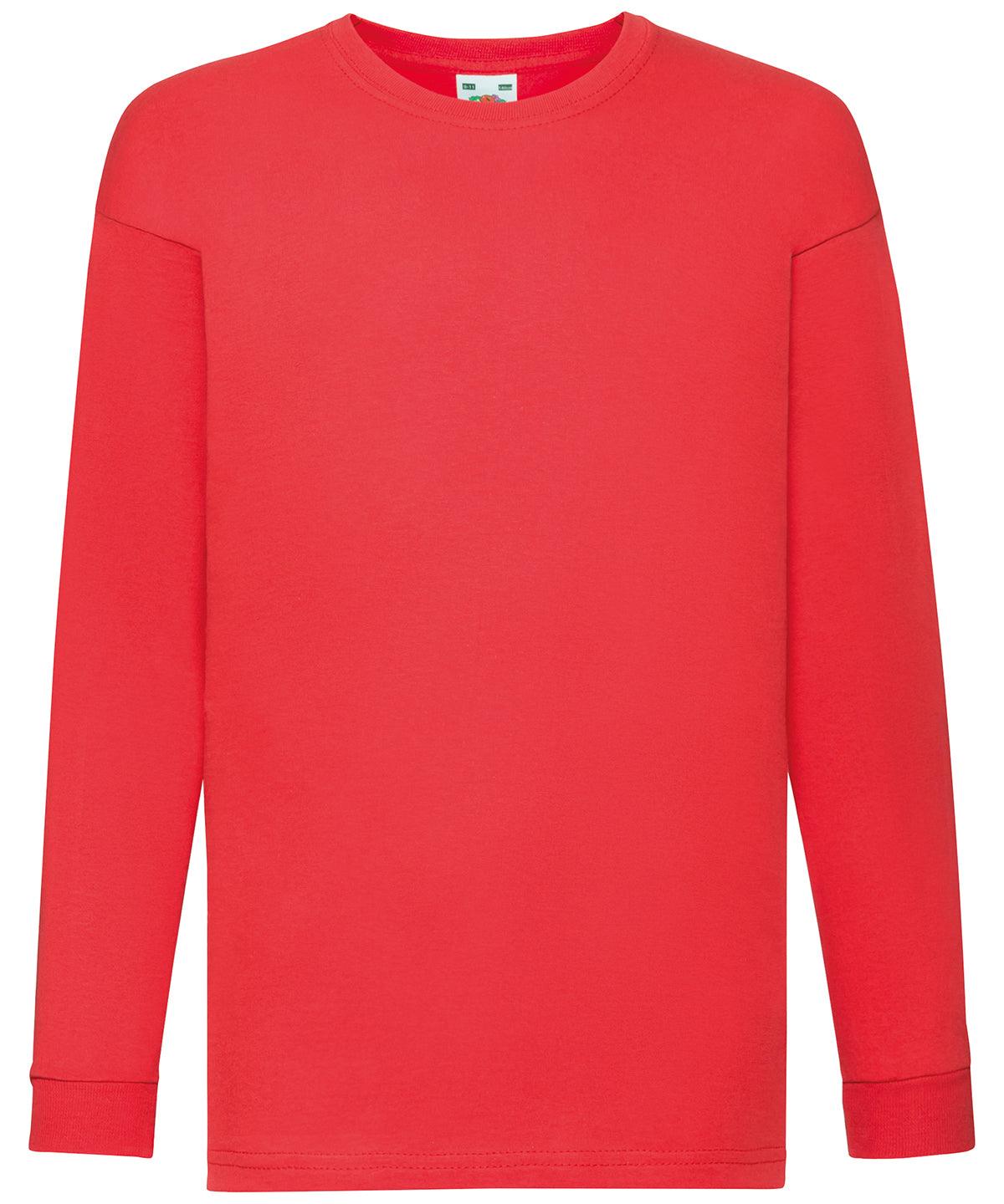 Red - Kids long sleeve valueweight T T-Shirts Fruit of the Loom Junior, Must Haves, T-Shirts & Vests Schoolwear Centres