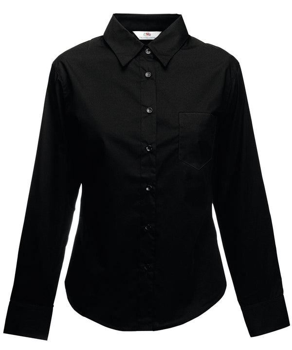 Black - Ladyfit poplin long sleeve shirt Shirts Fruit of the Loom Plus Sizes, Shirts & Blouses, Women's Fashion, Workwear Schoolwear Centres