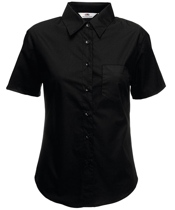 Black - Ladyfit poplin short sleeve shirt Shirts Fruit of the Loom Plus Sizes, Shirts & Blouses, Women's Fashion Schoolwear Centres