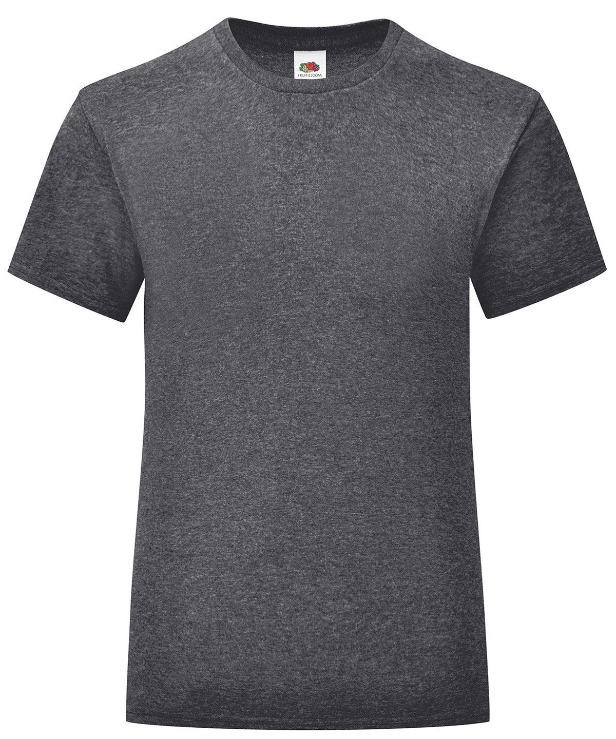 Dark Heather Grey - Girls iconic T T-Shirts Fruit of the Loom Junior, Rebrandable, T-Shirts & Vests Schoolwear Centres