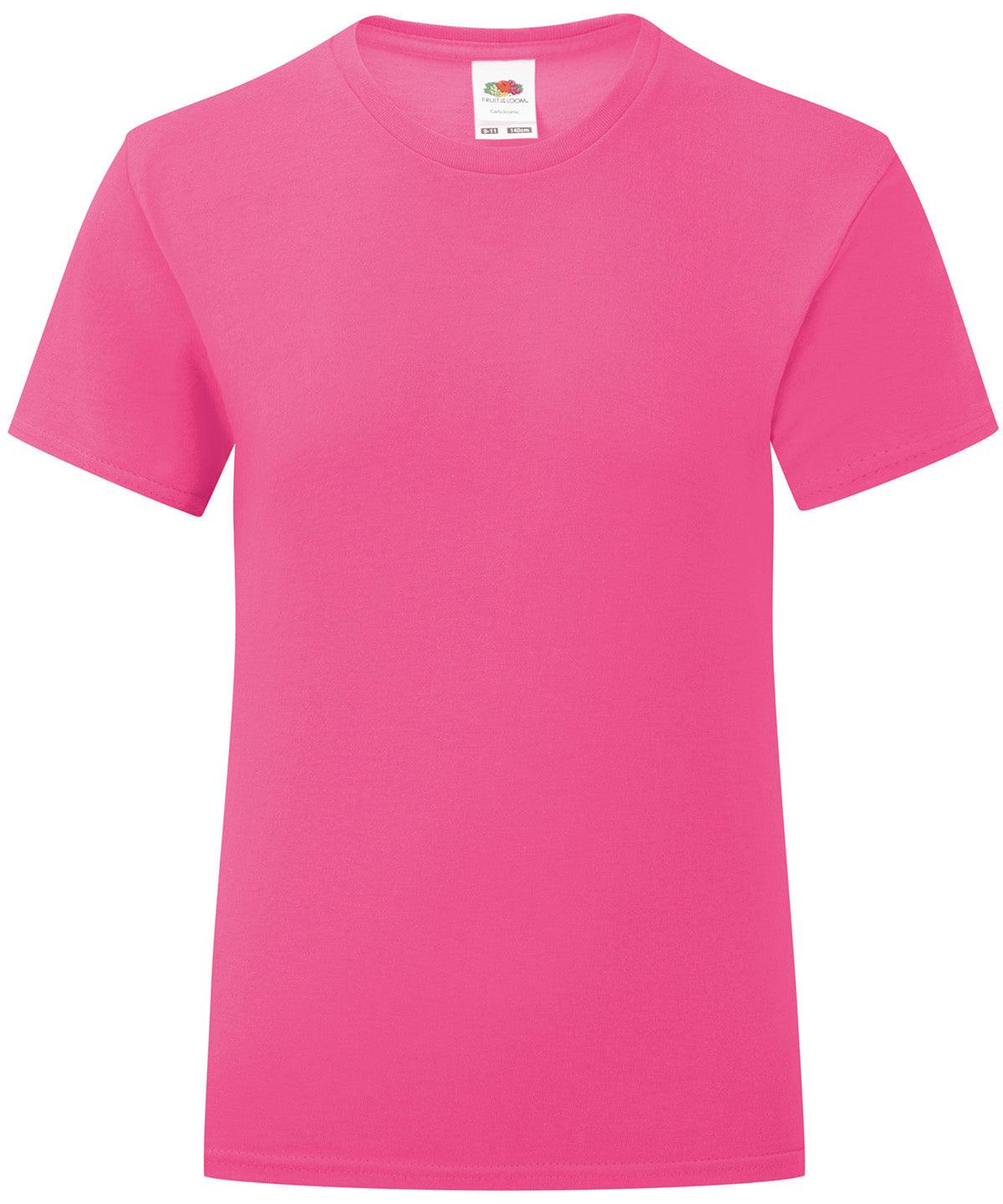 Fuchsia - Girls iconic T T-Shirts Fruit of the Loom Junior, Rebrandable, T-Shirts & Vests Schoolwear Centres