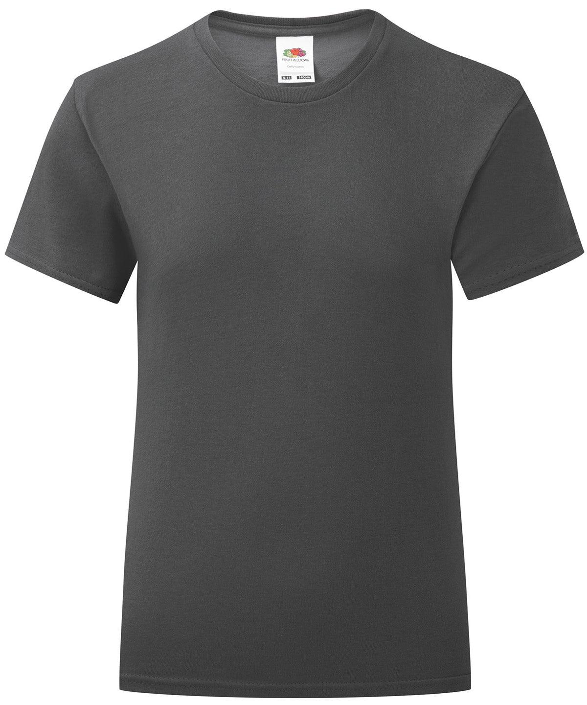 Light Graphite - Girls iconic T T-Shirts Fruit of the Loom Junior, Rebrandable, T-Shirts & Vests Schoolwear Centres