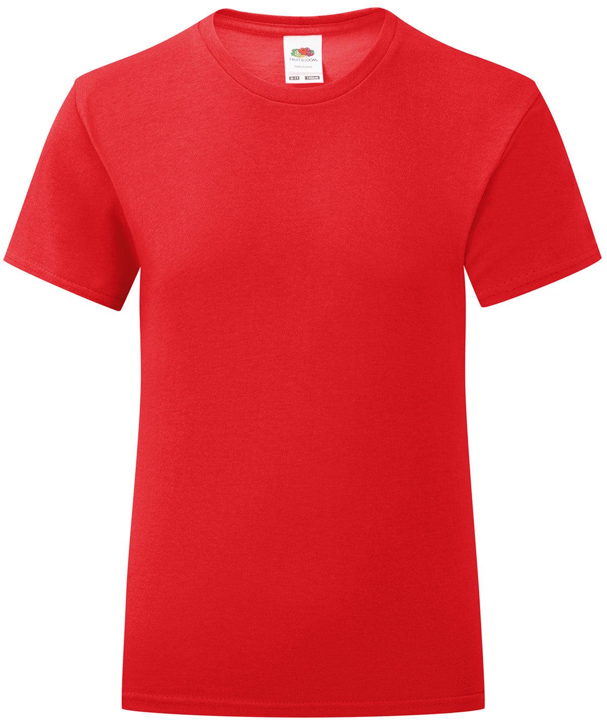 Red - Girls iconic T T-Shirts Fruit of the Loom Junior, Rebrandable, T-Shirts & Vests Schoolwear Centres