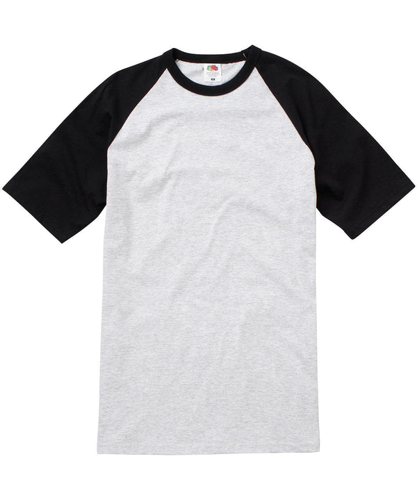 Heather Grey/Black - Short sleeve baseball T T-Shirts Fruit of the Loom Must Haves, Raladeal - High Stock, T-Shirts & Vests Schoolwear Centres