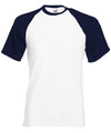 White/Deep Navy* - Short sleeve baseball T T-Shirts Fruit of the Loom Must Haves, Raladeal - High Stock, T-Shirts & Vests Schoolwear Centres