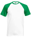 White/Kelly Green* - Short sleeve baseball T T-Shirts Fruit of the Loom Must Haves, Raladeal - High Stock, T-Shirts & Vests Schoolwear Centres