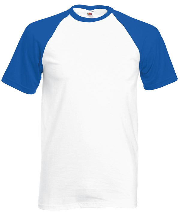 White/Royal Blue* - Short sleeve baseball T T-Shirts Fruit of the Loom Must Haves, Raladeal - High Stock, T-Shirts & Vests Schoolwear Centres