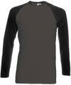 Light Graphite/Black - Long sleeve baseball T T-Shirts Fruit of the Loom Must Haves, Raladeal - High Stock, T-Shirts & Vests Schoolwear Centres