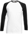 White/Black* - Long sleeve baseball T T-Shirts Fruit of the Loom Must Haves, Raladeal - High Stock, T-Shirts & Vests Schoolwear Centres