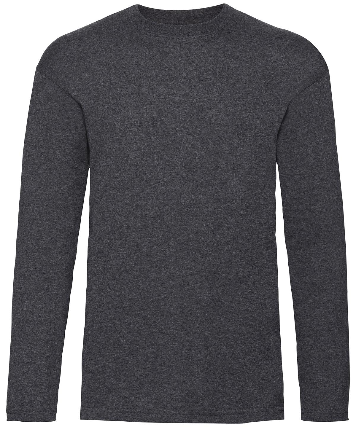 Dark Heather Grey - Valueweight long sleeve T T-Shirts Fruit of the Loom Must Haves, T-Shirts & Vests Schoolwear Centres