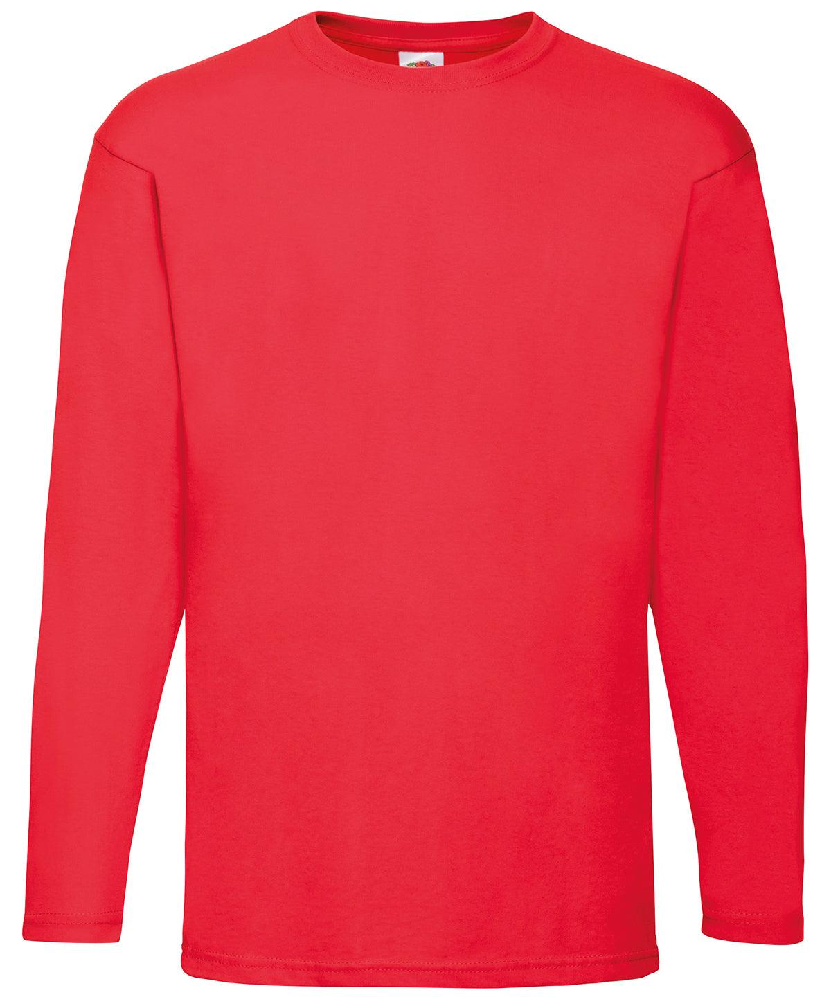 Red - Valueweight long sleeve T T-Shirts Fruit of the Loom Must Haves, T-Shirts & Vests Schoolwear Centres