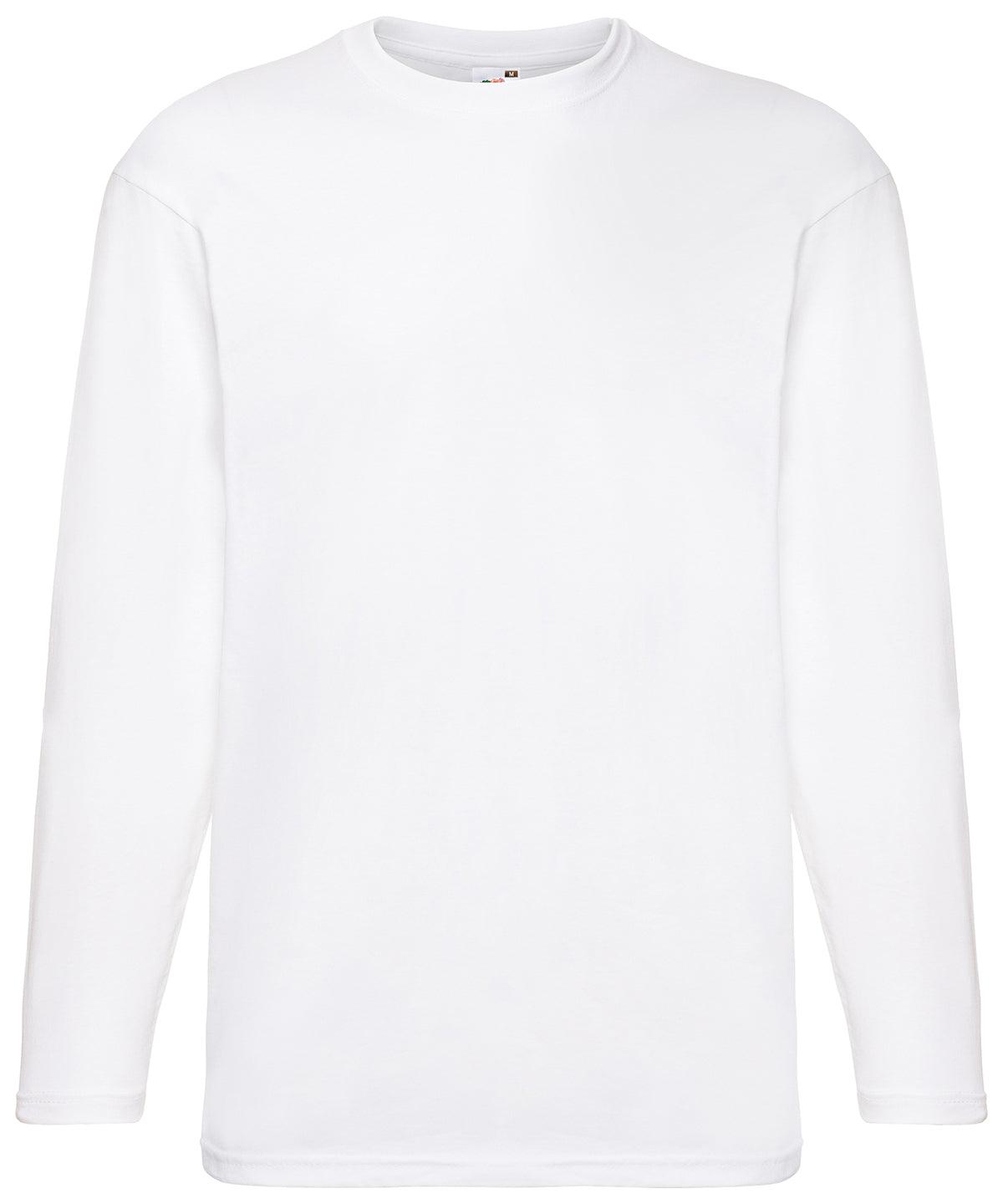 White* - Valueweight long sleeve T T-Shirts Fruit of the Loom Must Haves, T-Shirts & Vests Schoolwear Centres