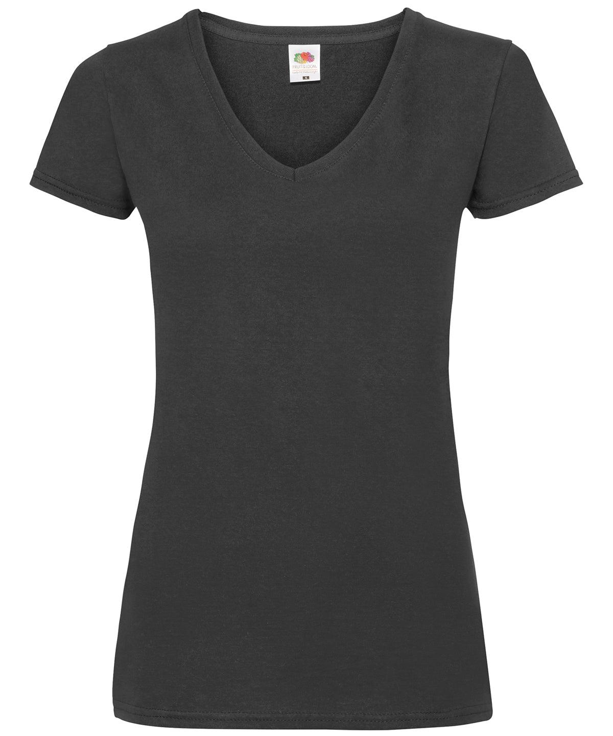 Black - Women's valueweight v-neck T T-Shirts Fruit of the Loom Must Haves, T-Shirts & Vests Schoolwear Centres