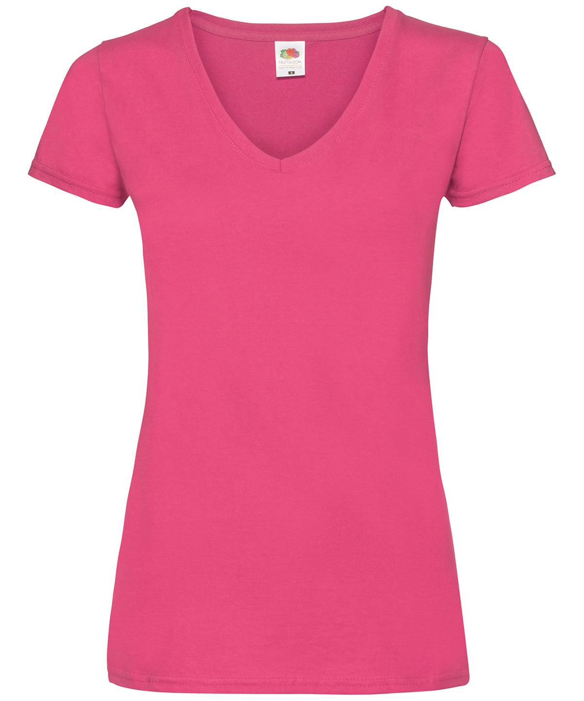 Fuchsia - Women's valueweight v-neck T T-Shirts Fruit of the Loom Must Haves, T-Shirts & Vests Schoolwear Centres