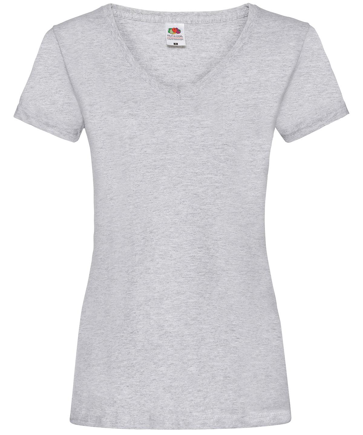 Heather Grey - Women's valueweight v-neck T T-Shirts Fruit of the Loom Must Haves, T-Shirts & Vests Schoolwear Centres