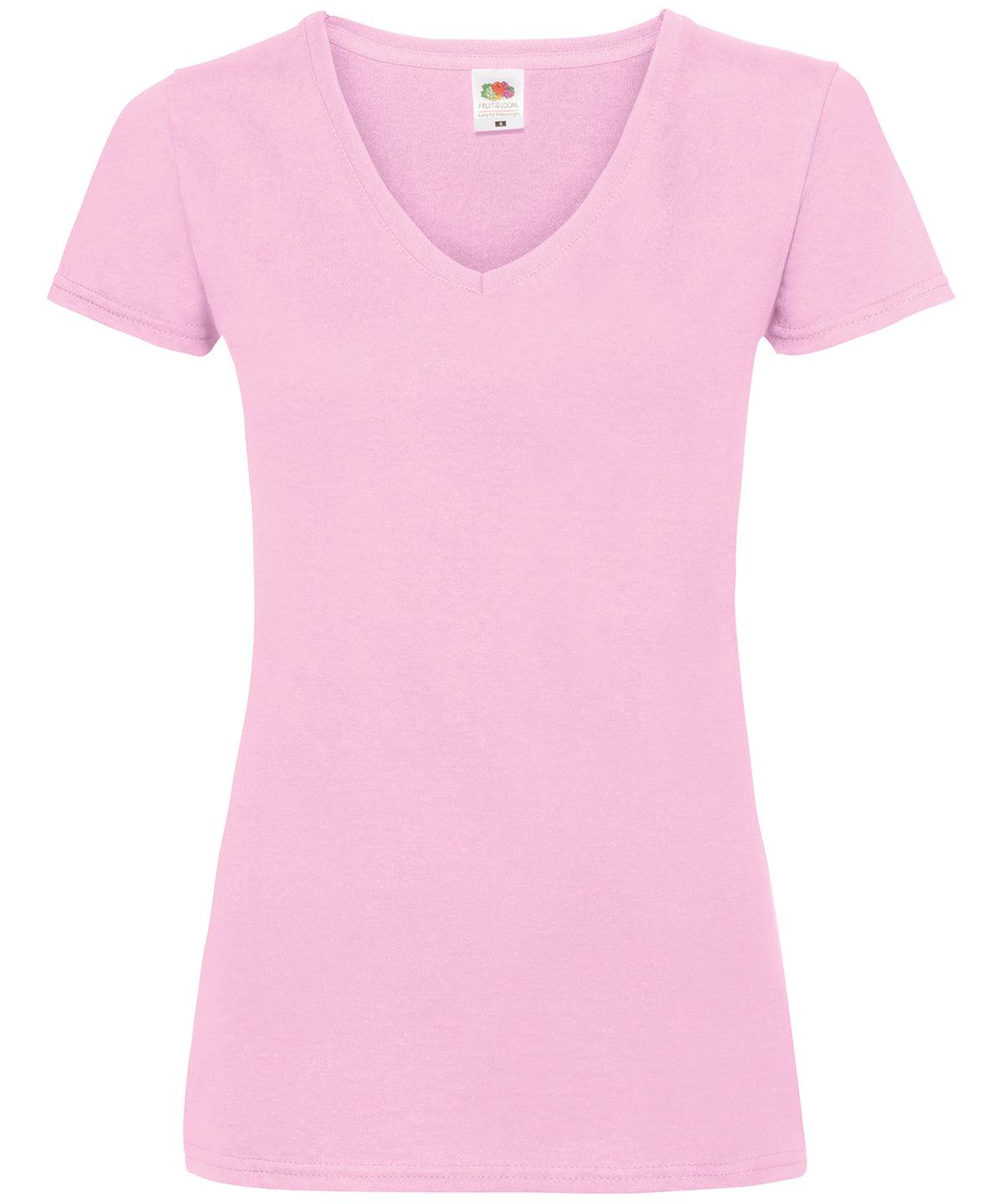 Light Pink - Women's valueweight v-neck T T-Shirts Fruit of the Loom Must Haves, T-Shirts & Vests Schoolwear Centres