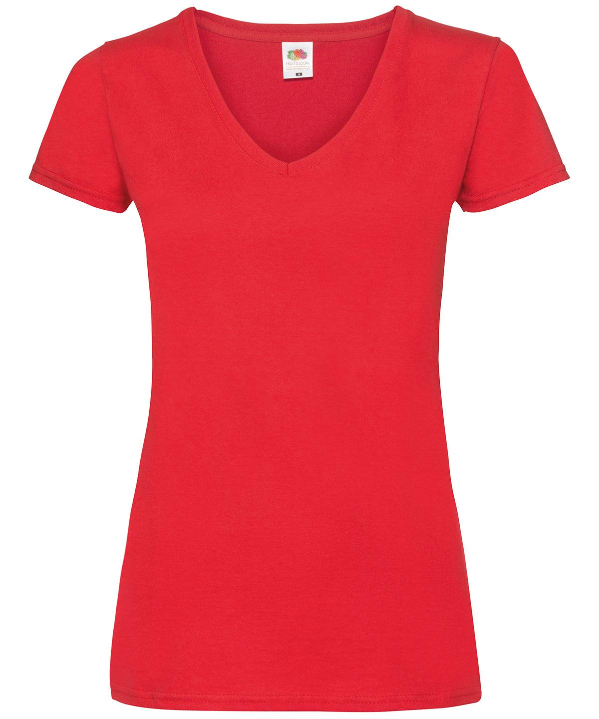 Red - Women's valueweight v-neck T T-Shirts Fruit of the Loom Must Haves, T-Shirts & Vests Schoolwear Centres