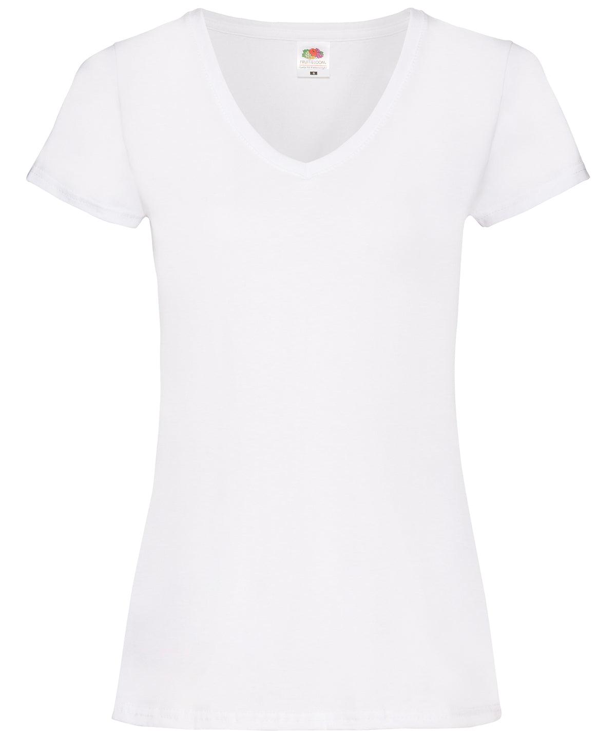 White - Women's valueweight v-neck T T-Shirts Fruit of the Loom Must Haves, T-Shirts & Vests Schoolwear Centres