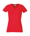 Red - Lady-fit v-neck tee T-Shirts Fruit of the Loom Women's Fashion Schoolwear Centres