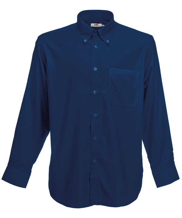 Navy - Oxford long sleeve shirt Shirts Fruit of the Loom Must Haves, Plus Sizes, Shirts & Blouses, Workwear Schoolwear Centres