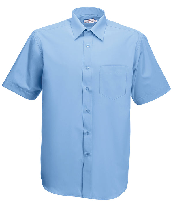 Mid Blue - Poplin short sleeve shirt Shirts Fruit of the Loom Plus Sizes, Shirts & Blouses, Workwear Schoolwear Centres