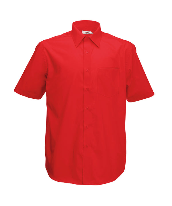 Red - Poplin short sleeve shirt Shirts Fruit of the Loom Plus Sizes, Shirts & Blouses, Workwear Schoolwear Centres