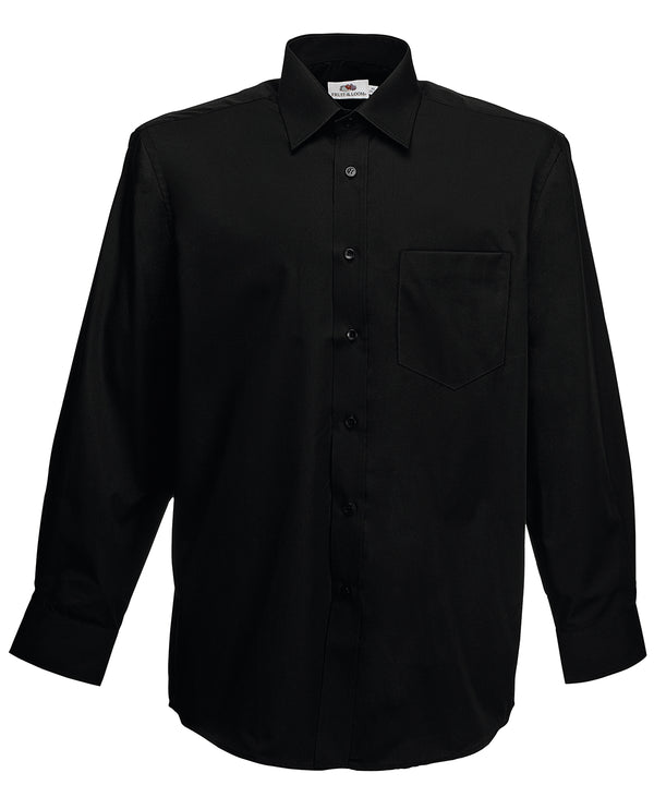 Black - Poplin long sleeve shirt Shirts Fruit of the Loom Plus Sizes, Shirts & Blouses, Workwear Schoolwear Centres