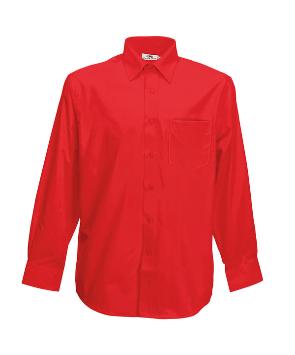 Red - Poplin long sleeve shirt Shirts Fruit of the Loom Plus Sizes, Shirts & Blouses, Workwear Schoolwear Centres