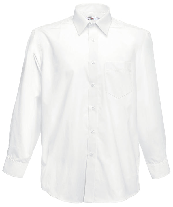 White - Poplin long sleeve shirt Shirts Fruit of the Loom Plus Sizes, Shirts & Blouses, Workwear Schoolwear Centres