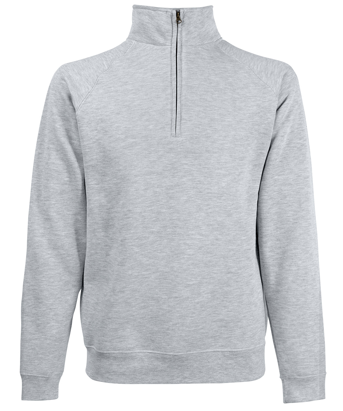 Heather Grey - Classic 80/20 zip neck sweatshirt Sweatshirts Fruit of the Loom Must Haves, New Sizes for 2021, Plus Sizes, Sweatshirts Schoolwear Centres