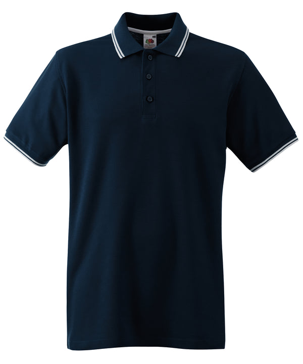 Deep Navy/White - Tipped polo Polos Fruit of the Loom Must Haves, Plus Sizes, Polos & Casual Schoolwear Centres