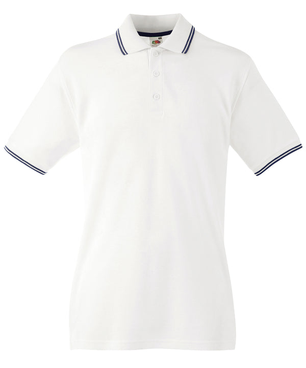 White/Deep Navy - Tipped polo Polos Fruit of the Loom Must Haves, Plus Sizes, Polos & Casual Schoolwear Centres