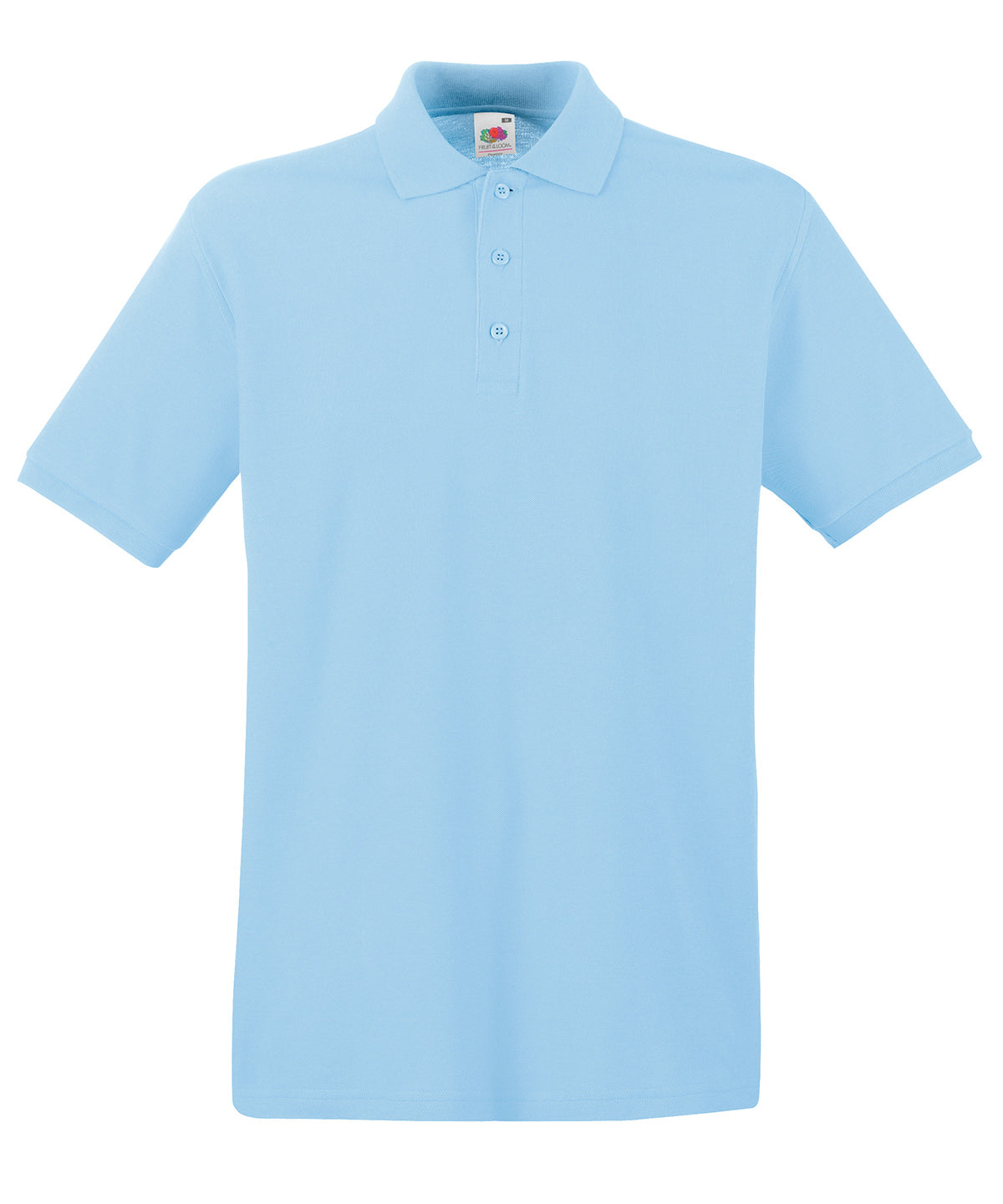 Sky Blue - Premium polo Polos Fruit of the Loom 2022 Spring Edit, Fruit of the Loom Polos, Must Haves, New Colours For 2022, Plus Sizes, Polos & Casual, Raladeal - Recently Added Schoolwear Centres