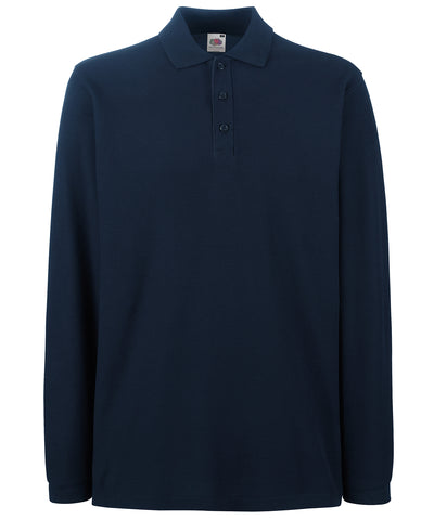 Deep Navy - Premium long sleeve polo Polos Fruit of the Loom Fruit of the Loom Polos, Must Haves, New Colours For 2022, Plus Sizes, Polos & Casual Schoolwear Centres