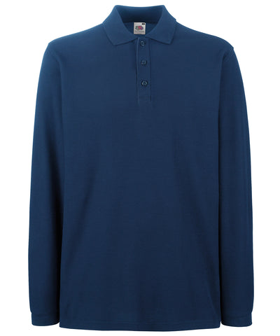 Navy - Premium long sleeve polo Polos Fruit of the Loom Fruit of the Loom Polos, Must Haves, New Colours For 2022, Plus Sizes, Polos & Casual Schoolwear Centres