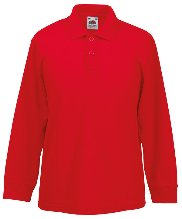 Red - Kids long sleeve 65/35 polo Polos Fruit of the Loom Junior, Must Haves, Polos & Casual Schoolwear Centres