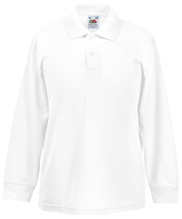 White - Kids long sleeve 65/35 polo Polos Fruit of the Loom Junior, Must Haves, Polos & Casual Schoolwear Centres