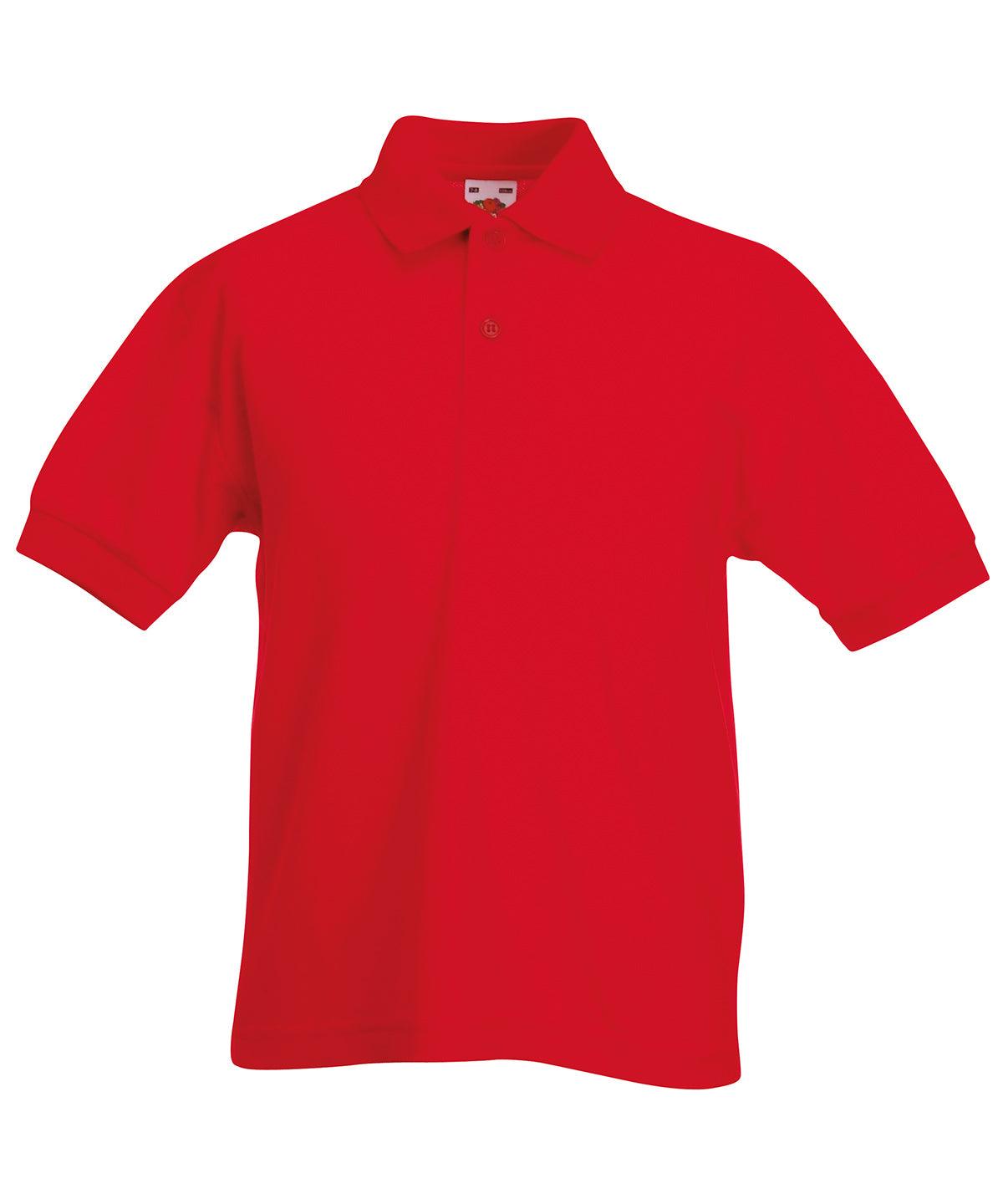 Red - Kids 65/35 piqué polo Polos Fruit of the Loom Back to Education, Junior, Must Haves, Polos & Casual Schoolwear Centres