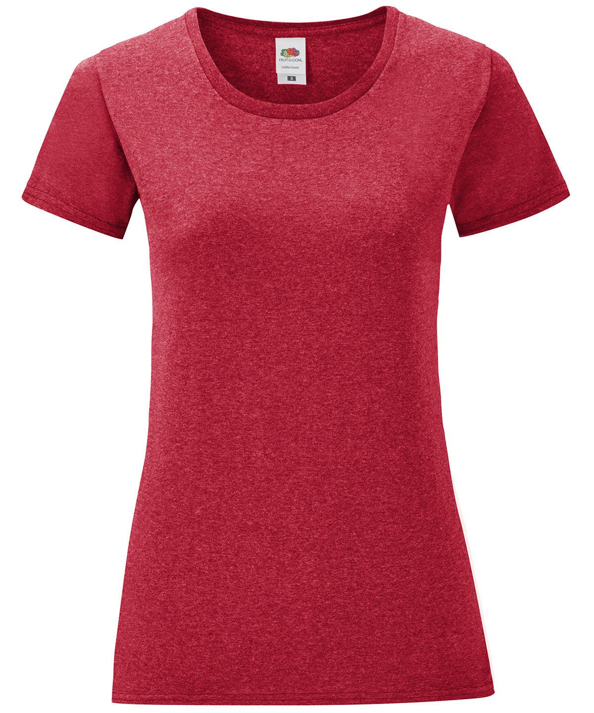 Heather Red - Women's iconic T T-Shirts Fruit of the Loom Holiday Season, New Colours For 2022, New Colours for 2023, Rebrandable, T-Shirts & Vests Schoolwear Centres