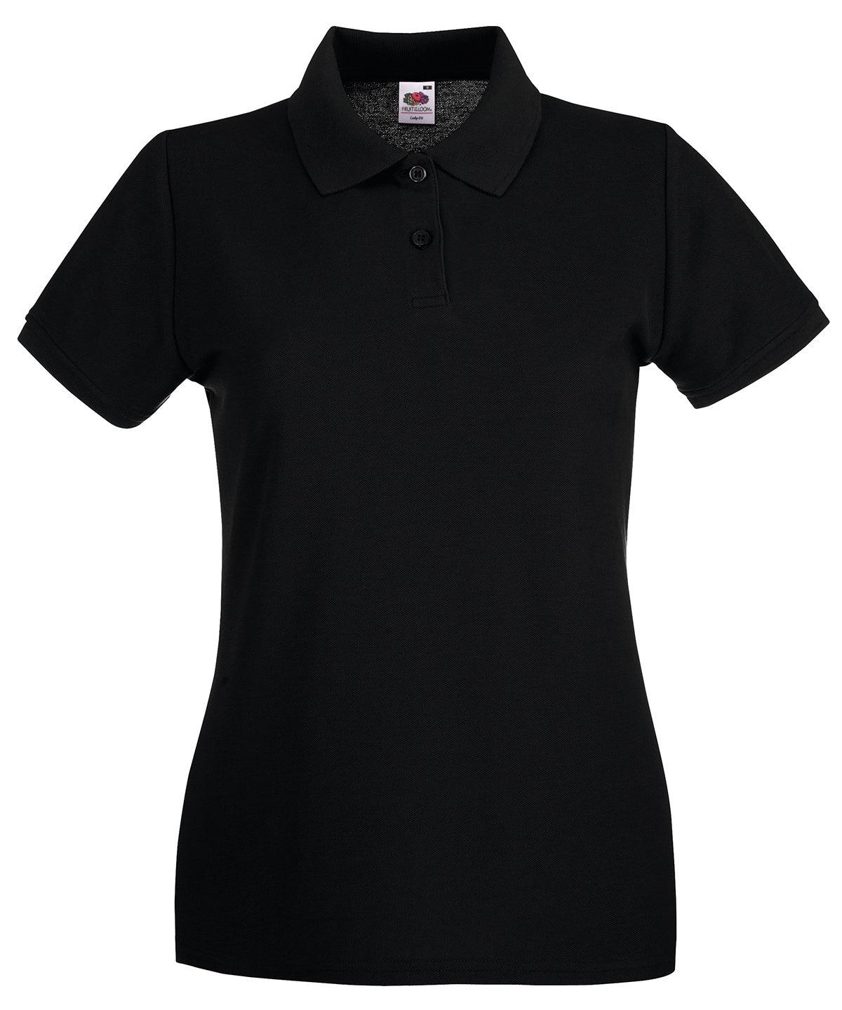 Black - Women's premium polo Polos Fruit of the Loom Fruit of the Loom Polos, Must Haves, New Colours For 2022, Polos & Casual, Raladeal - Recently Added Schoolwear Centres