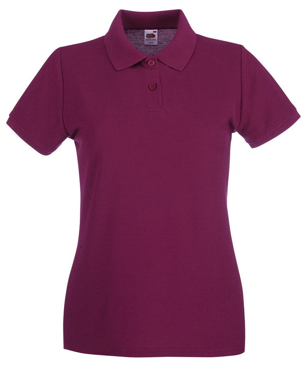 Burgundy - Women's premium polo Polos Fruit of the Loom Fruit of the Loom Polos, Must Haves, New Colours For 2022, Polos & Casual, Raladeal - Recently Added Schoolwear Centres