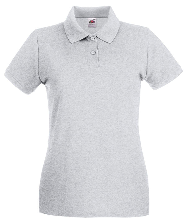 Heather Grey - Women's premium polo Polos Fruit of the Loom Fruit of the Loom Polos, Must Haves, New Colours For 2022, Polos & Casual, Raladeal - Recently Added Schoolwear Centres