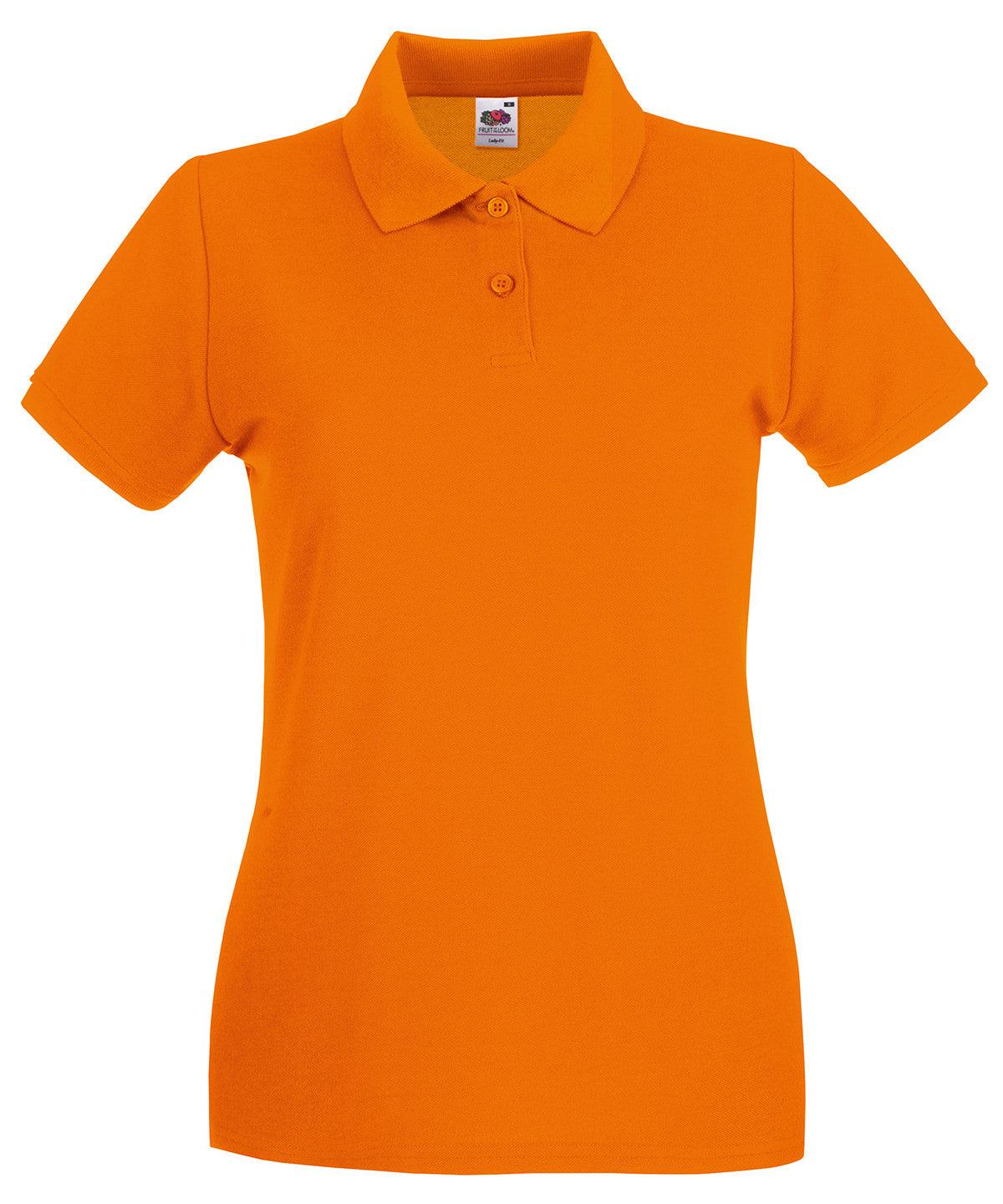 Orange - Women's premium polo Polos Fruit of the Loom Fruit of the Loom Polos, Must Haves, New Colours For 2022, Polos & Casual, Raladeal - Recently Added Schoolwear Centres