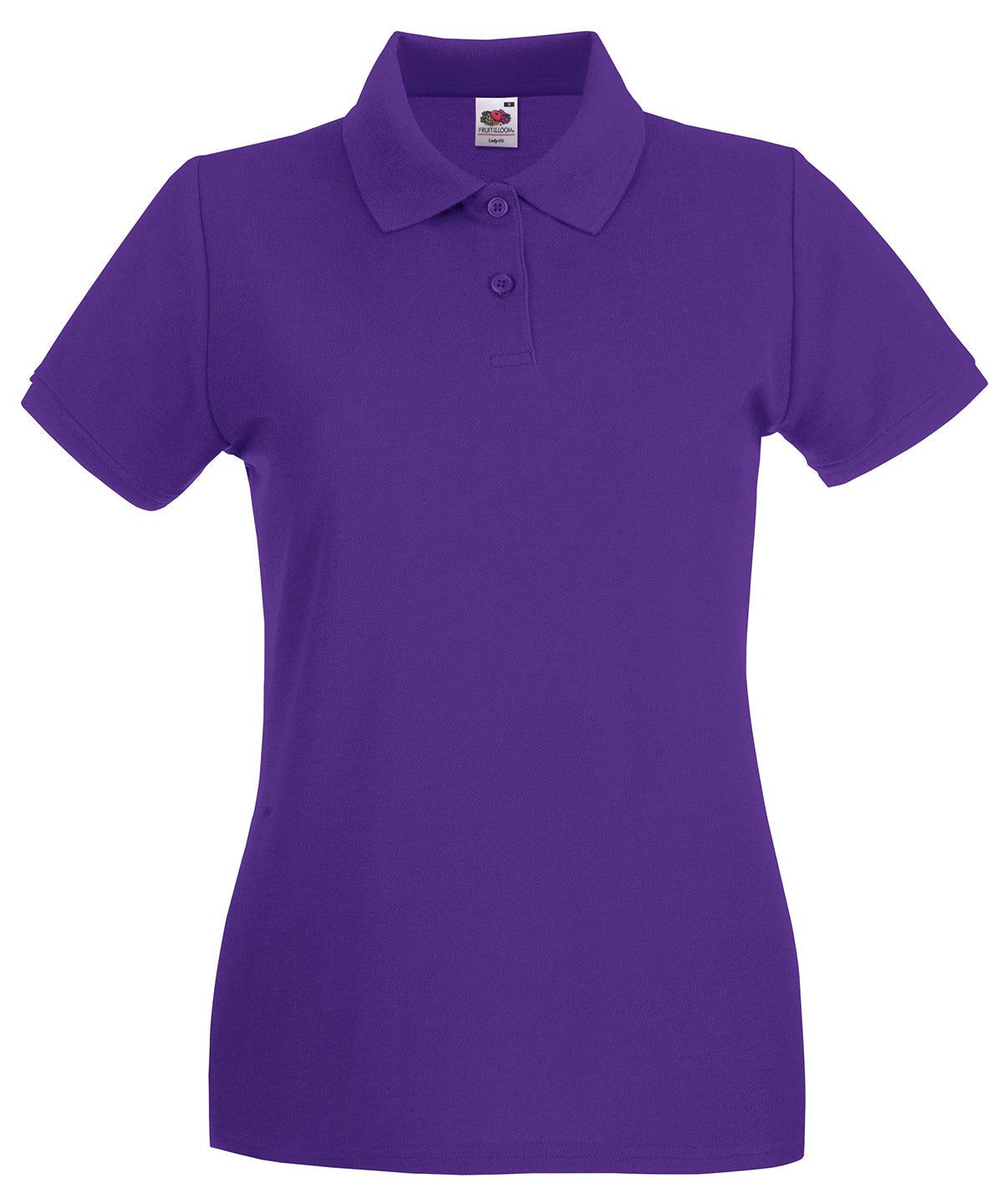 Purple - Women's premium polo Polos Fruit of the Loom Fruit of the Loom Polos, Must Haves, New Colours For 2022, Polos & Casual, Raladeal - Recently Added Schoolwear Centres